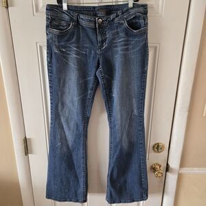 Vanity Bootcut Jeans Womens Size 31W 35L (Fit 36x32.5) Y2K Denim Distressed